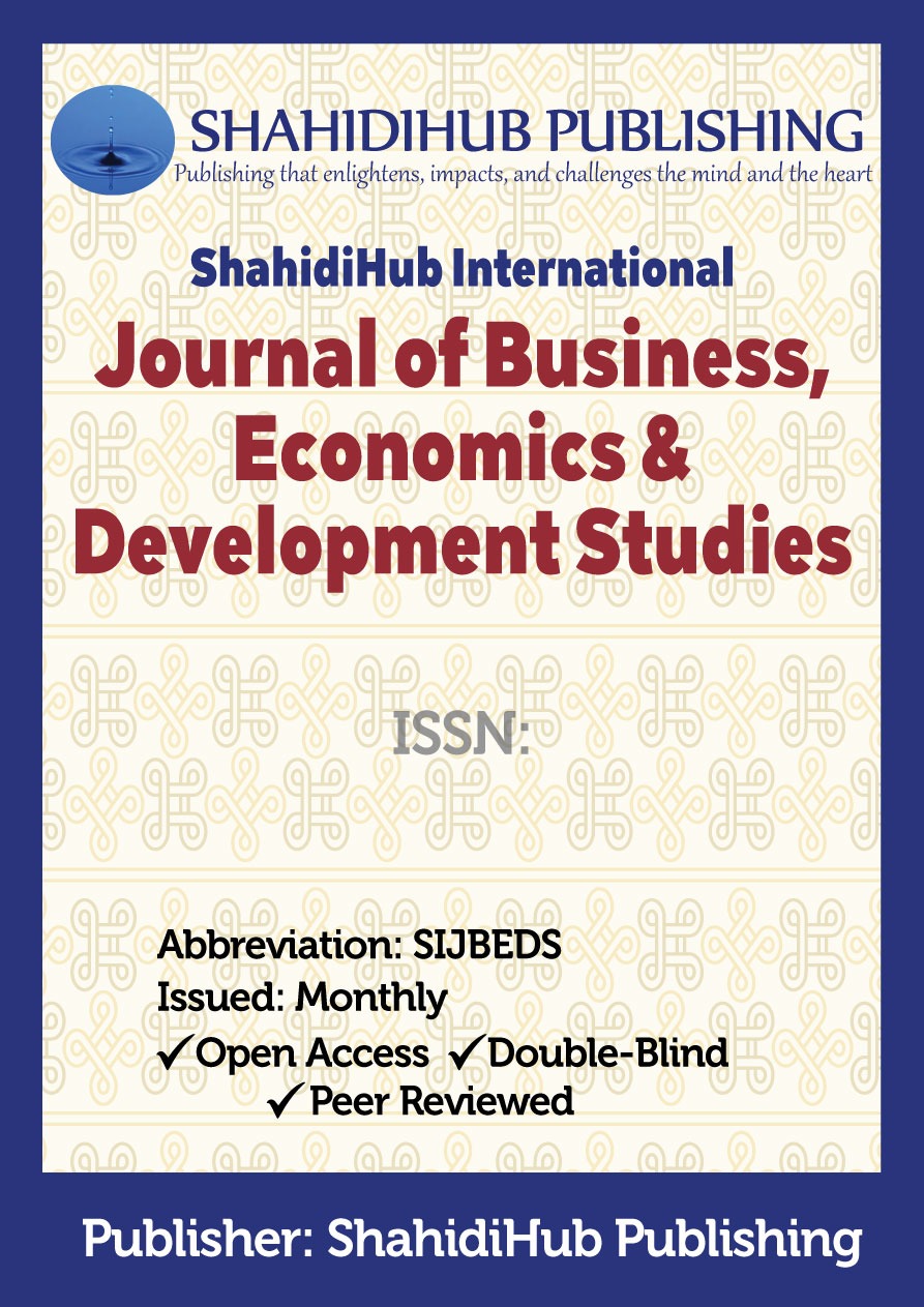					View Vol. 1 No. 1 (2023): SHAHIDIHUB INTERNATIONAL JOURNAL OF BUSINESS, ECONOMICS & DEVELOPMENT STUDIES
				
